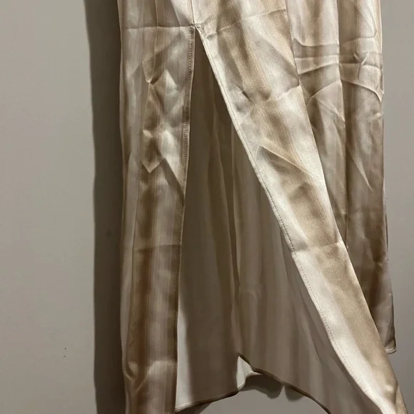 Madewell Midi Slip Dress in Stripe Silk Color Faded Khaki Size 12 *mark - Picture 9 of 13